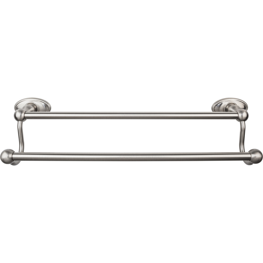 Edwardian Bath Double Towel Bar 18" Center to Center with Oval Backplate Brushed Satin Nickel Top Knobs ED7BSNC