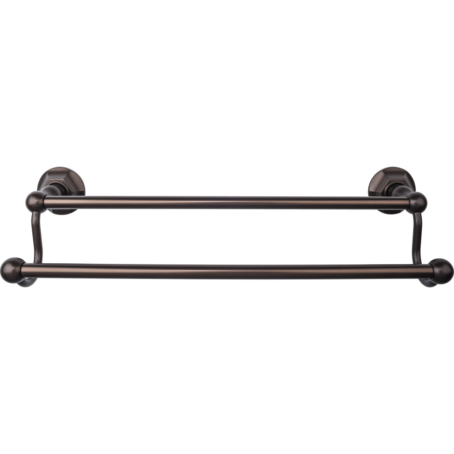 Edwardian Bath Double Towel Bar 18" Center to Center with Hex Backplate Oil Rubbed Bronze Top Knobs ED7ORBB
