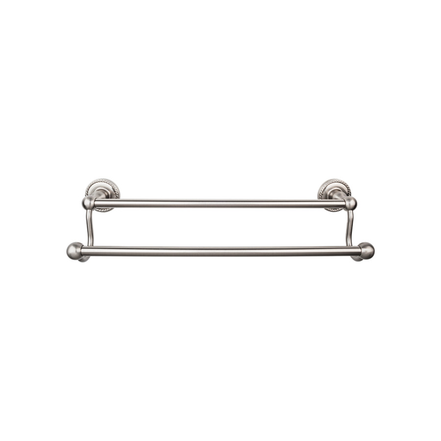 Edwardian Bath Double Towel Bar 24" Center to Center with Rope Backplate Brushed Satin Nickel Top Knobs ED9BSNF