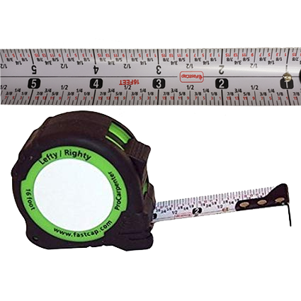 FastCap PSSR-16 Tape Measure, Pro Carpenter PSS-R-16, 16ft, Standard/Reverse Read, 1" Wide Blade, Right &amp; left reading