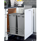 Rev-A-Shelf 53WCF-212SC-48, 14-3/4"W Double Champagne Trash Pull-Out Carriage (Bins Sold Separately)