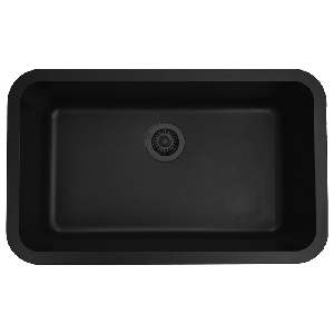 31" Seamless Undermount Large Single Bowl Quartz Kitchen Sink Black Karran Q-340-BL
