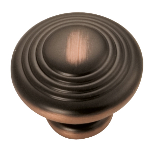 Deco Knob 1-1/4" Dia Oil-Rubbed Bronze Highlighted Hickory Hardware P3103-OBH