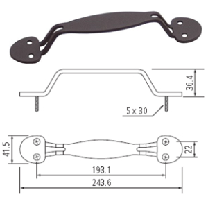 Rounded Barn Door Handle 193.1mm Center to Center Oil Rubbed Bronze WE Preferred 77519 53 317