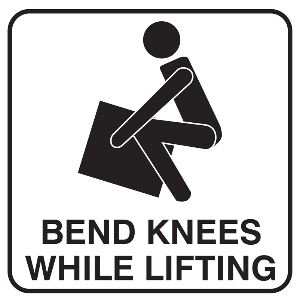 Plastic Bend Knees Sign, Black on White, 1 Each, Northern Safety 30490P77