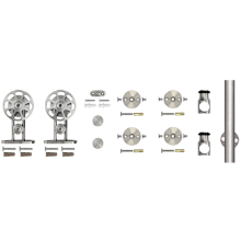 78.75" Barn Door Hardware Kit, Top Mount Spoke Wheel Style Hangers, Round Rail, Stainless Steel, KV CO SS-TMSW-65