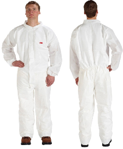 White Coveralls with Elastic Waist, Wrists, &amp; Ankles, Large, 3M 04046719646340