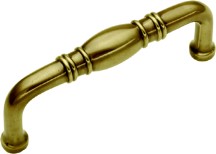 Belwith K147 Traditional Handle, Centers 3in, SherWood Antique Brass, Power &amp; Beauty Series