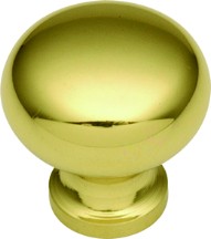 Belwith BK10-03 Round Plain Knob, dia. 3/4, Polished Brass, Solid Brass Knob