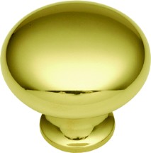 Solid Brass Knob 1-1/4" Dia Polished Brass Belwith BK13-03