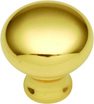 Belwith BK9-03 Round Plain Knob, dia. 1/2, Polished Brass, Solid Brass Knob