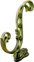 5-3/4" Art Nouveau Double Coat Hook Blonde Antique  Hickory Hardware P2133-BOA