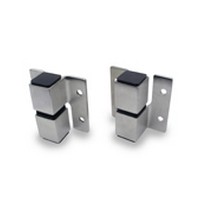 Jacknob 7423, Toilet Door Stainless Steel 2-Hinge Set, Surface Mounted, 3 H, Square Barrel, LH In-Swing/LH Out-Swing, Satin Stainless Steel