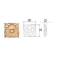 CVH International OY19-M, Hand Carved Wood Rosette, Floral Square Rosette Collection, 2-1/2 W x 1/2 D x 2-1/2 H, Maple