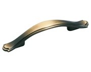 Amerock BP76223-AE Footed Handle, Centers 3in, Antique Brass, Traditional Series