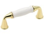 Amerock 14222WPB Traditional Handle, Centers 3in, Polished Brass/White, Allison Series