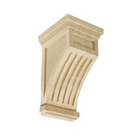CVH International CRF-7 WHITE OAK, Hand Carved Wood Corbel, Fluted Mission Collection, 4-1/4 W x 4-1/4 D x 7 H, White Oak