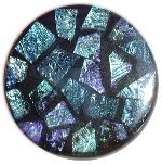 Glace Yar GYK-104AB1, Round 1in dia. Glass Knob, Random, Blue/Turquoise/Purple, Black Grout, Antique Brass