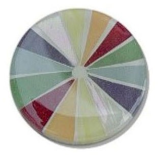 Glace Yar GYK-2-20AB1, Round 1in dia. Glass Knob, Pie Slices, Various colors, No grout, Antique Brass