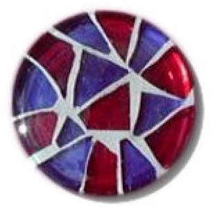 Glace Yar GYK-215PC1, Round 1in dia. Glass Knob, Random, Purple &amp; Red, White Grout, Polished Chrome