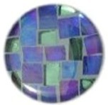 Glace Yar GYK-274SN112, Round 1-1/2 dia. Glass Knob, Square Cuts, Blue, Green, Light Blue grout (or lt. Green), Satin Nickel
