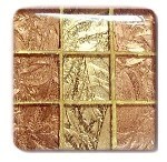 Glace Yar GYK-30-8AB, Square 1-1/2 Length Glass Knob, 9 Tiles, Copper, Gold, Gold Grout, Antique Brass