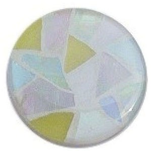 Glace Yar GYK-408AB1, Round 1in dia. Glass Knob, Random, Yellow, Pink, Mint Green, Light Blue, white, White Grout, Antique Brass