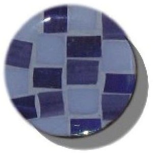 Glace Yar GYK-927RB1, Round 1in dia. Glass Knob, Square Cuts, Light Blue &amp; medium Blue, Light Blue grout, Rubbed Bronze