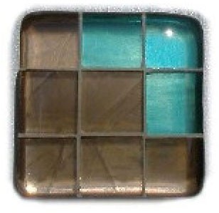 Glace Yar GYK-BC81AB, Square 1-1/2 Length Glass Knob, 9 Tiles, Bronze Clear, 3 Clear Corner, Beige Grout, Antique Brass