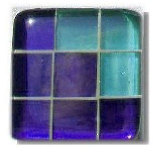 Glace Yar GYK-BC87AB, Square 1-1/2 Length Glass Knob, 9 Tiles, Clear Purple, 3 Clear Green Corner, Beige Grout, Antique Brass