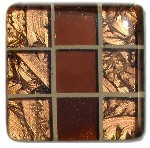 Glace Yar GYK-MR3AB, Square 1-1/2 Length Glass Knob, 9 Tiles, Copper, clear Copper, Copper Grout, Antique Brass