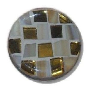 Glace Yar GYKR-4-04AB1, Round 1in dia. Glass Knob, Square Cuts, Beige, Gold, Beige Grout, Antique Brass