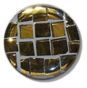 Glace Yar GYKR-4-14AB112, Round 1-1/2 dia. Glass Knob, Square Cuts, Gold, Beige Grout, Antique Brass