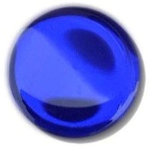 Glace Yar GYKR-BLUAB1, Round 1in dia. Glass Knob, Solid Color, Sapphire Blue, Antique Brass