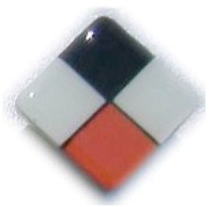 Glace Yar HD-30BAB1, Square 1in Lng Glass Knob, 4 Tiles, Black, Electric Orange, White Glass/Black Grout, Antique Brass