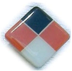 Glace Yar HD-31WAB112, Square 1-1/2 Length Glass Knob, 4 Tiles, Black, Electric Orange, White Glass/White Grout, Antique Brass