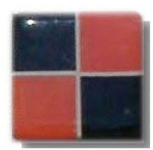 Glace Yar HD-33WAB1, Square 1in Lng Glass Knob, 4 Tiles, Electric Orange, Black Opaque/White Grout, Antique Brass