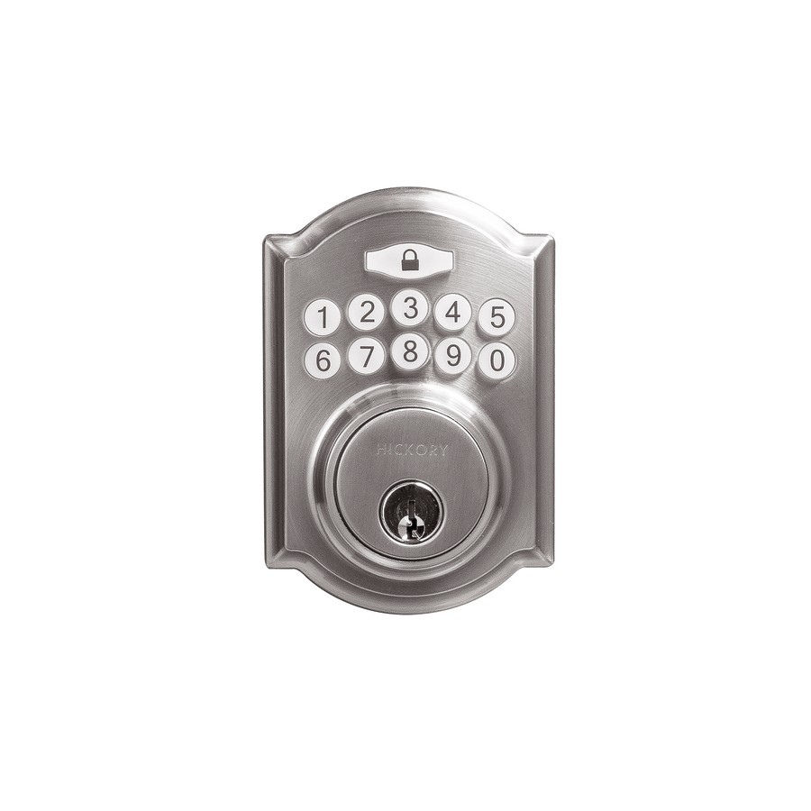 Traditional Electronic Keypad Deadbolt Lock Satin Nickel Hickory Hardware HH075772-SN