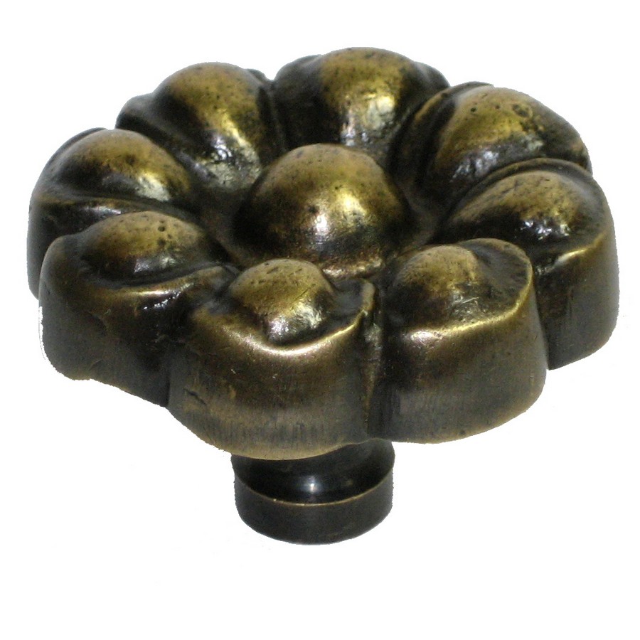 Round Floral Knob 2" Diameter Antique Brass Handcrafted Hardware HKN6020