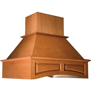 Arched Front Island 36" Wide Wood Island Range Hood with Broan Liner Red Oak Omega National RI2636OUF1
