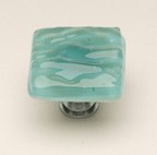 Sietto K-207-PC, Glacier Aqua Glass Knob, Length 1-1/4, Polished Chrome