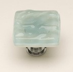 Sietto K-208-PC, Glacier Light Aqua Glass Knob, Length 1-1/4, Polished Chrome