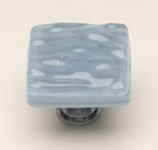 Sietto K-215-PC, Glacier Powder Blue Glass Knob, Length 1-1/4, Polished Chrome