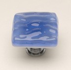 Sietto K-219-PC, Glacier Sky Blue Glass Knob, Length 1-1/4, Polished Chrome