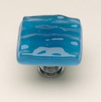Sietto K-220-PC, Glacier Turquoise Glass Knob, Length 1-1/4, Polished Chrome