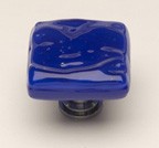 Sietto K-221-PC, Glacier Deep Cobalt Blue Glass Knob, Length 1-1/4, Polished Chrome