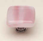 Sietto K-302-PC, Cirrus Pink Glass Knob, Length 1-1/4, Polished Chrome