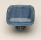 Sietto K-303-SN, Cirrus Marine Blue Glass Knob, Length 1-1/4, Satin Nickel