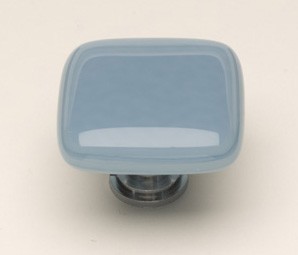 Sietto K-406-PC, Intrinsic Powder Blue Glass Knob, Length 1-1/4, Polished Chrome