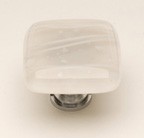 Sietto K-500-PC, Cirrus Vanilla &amp; White Mardi Gras Glass Knob, Length 1-1/4, Polished Chrome